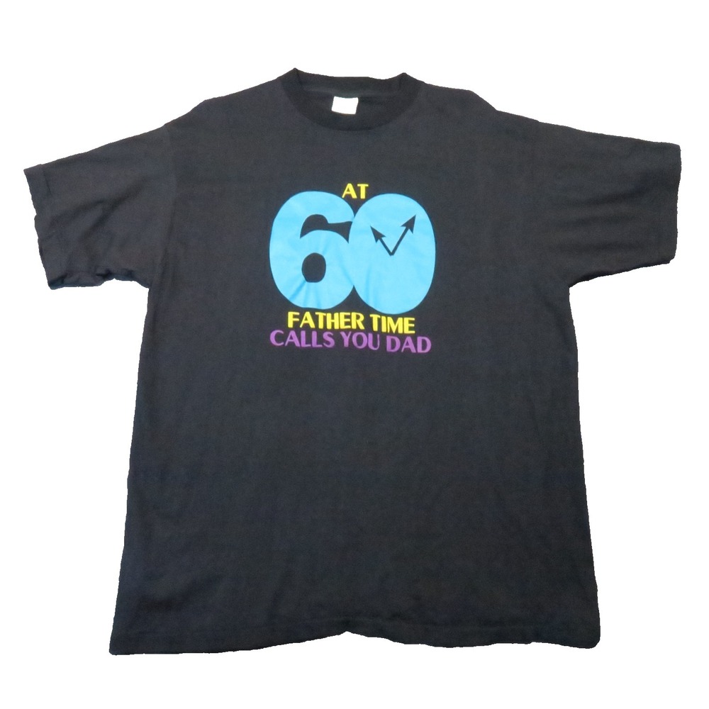 Vintage 60th Birthday T Shirt XL Father Time Novelty Single Stitch 90s Gag Gift